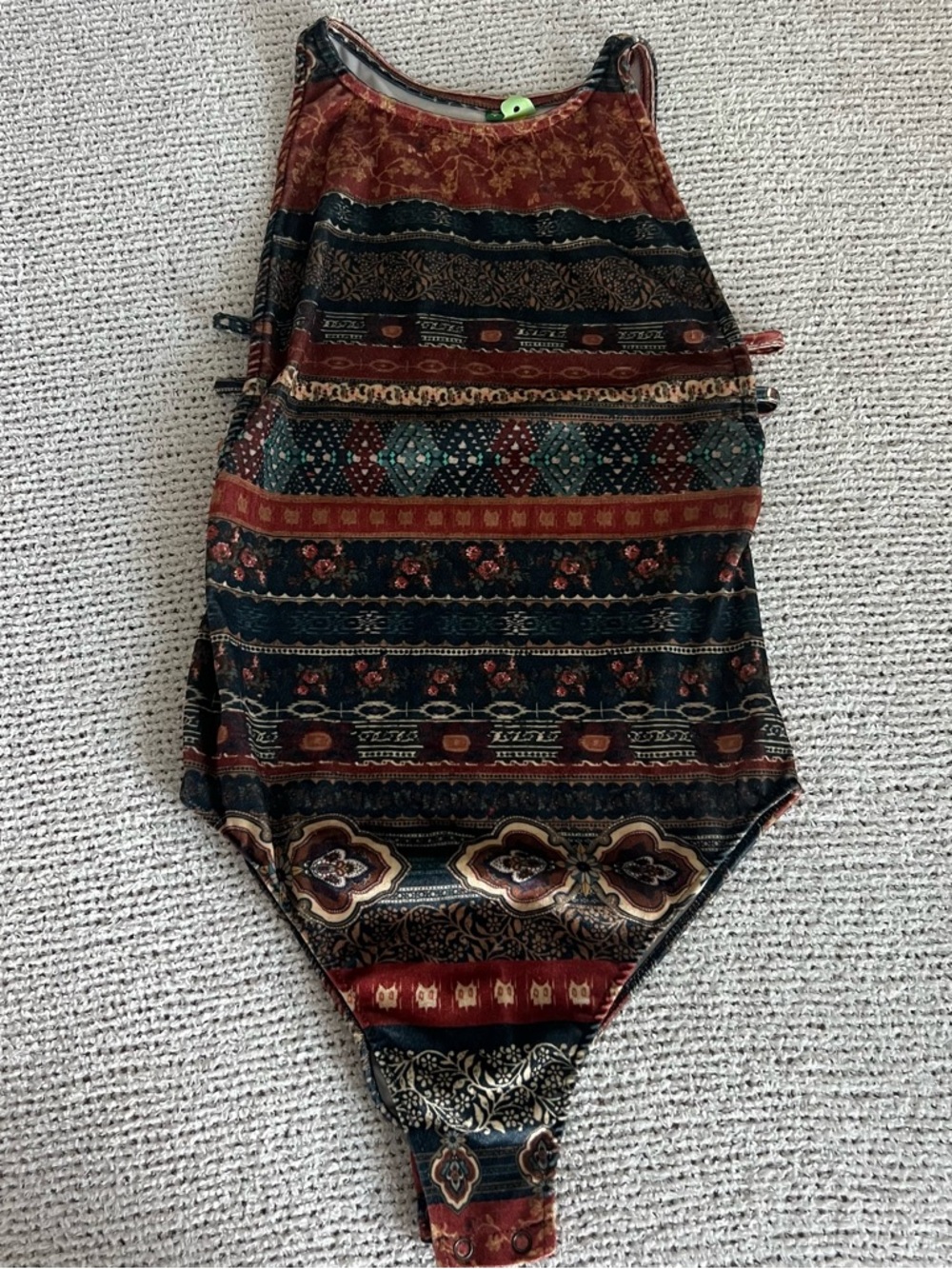 [FARM Rio] Boho Striped Pattern One-Piece Bodysuit - Multicolor